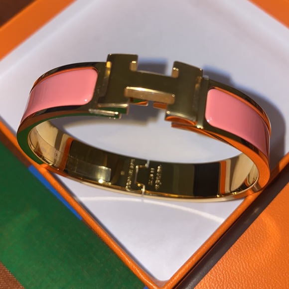 NEW HERMÈS CLIC H BRACELET PINK - Picture 10 of 17
